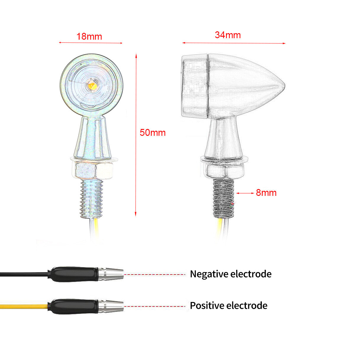 LED Chrome Alloy Motorcycle for Mini Turn Signal Lights and Flashers for Harley Bobber Racer