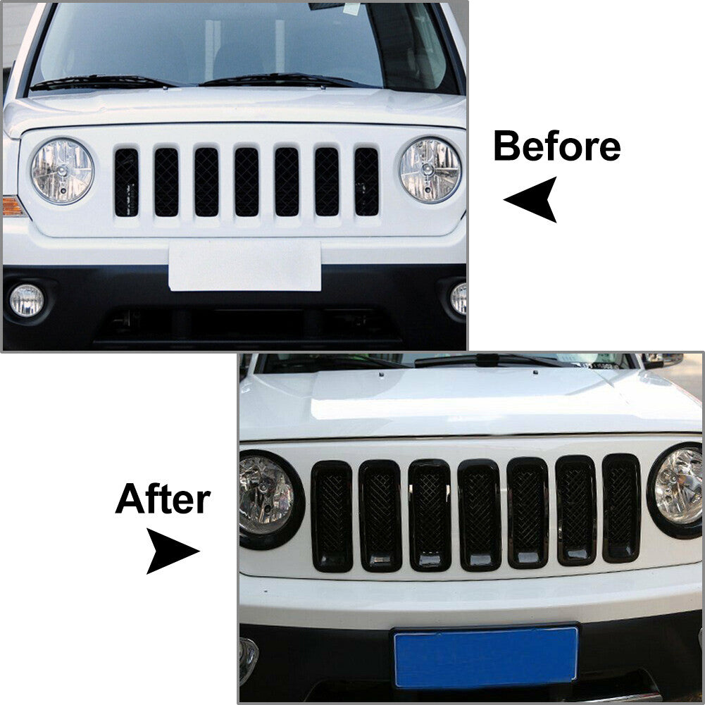 7 Pcs Front Mesh Grille Grill Cover FIT for Jeep Patriot 2011-2017
