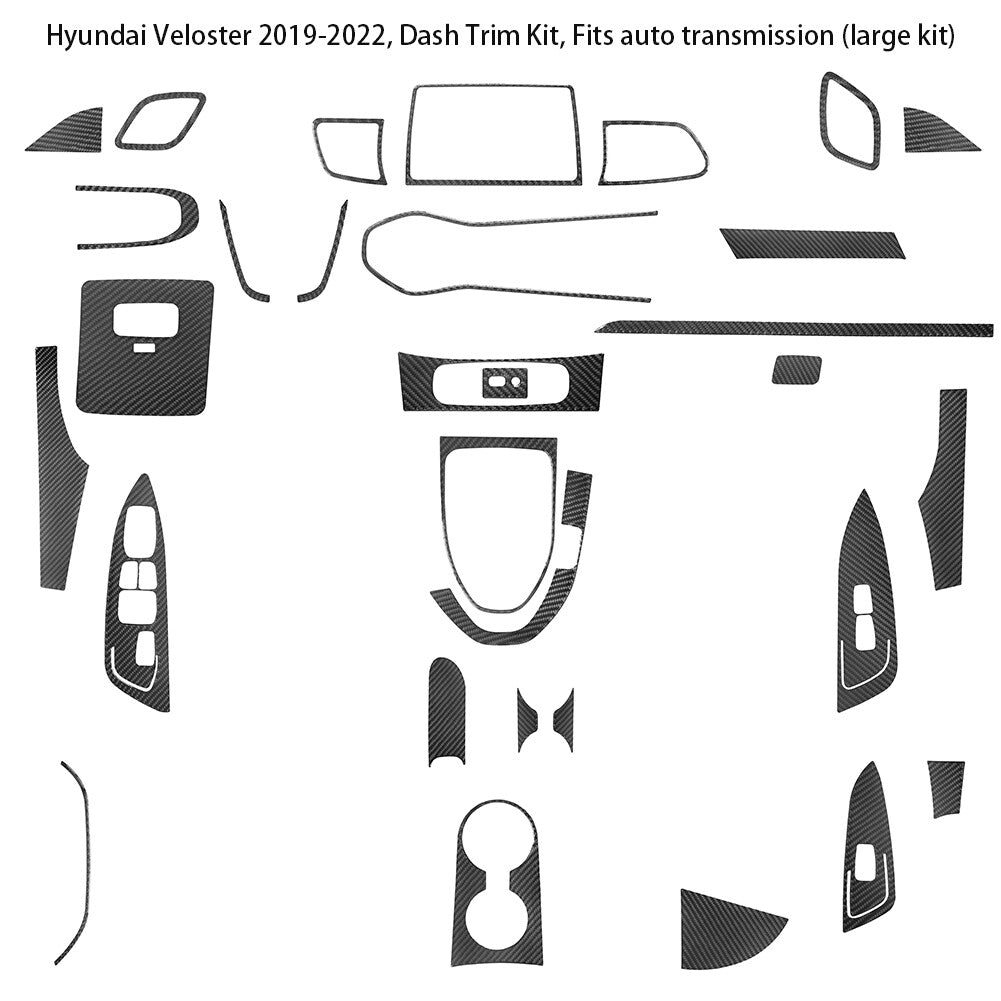 Carbon Fiber Interior Full Sets Trim Cover Kit for Hyundai for Veloster JS 2019-2022