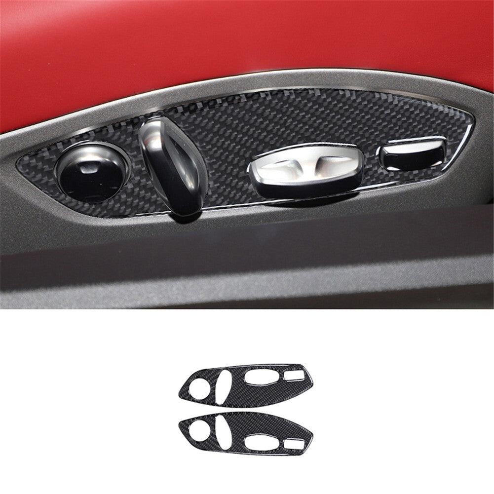 2 x carbon fiber for seat button adjustment trim for Porsche 718 2016-2022