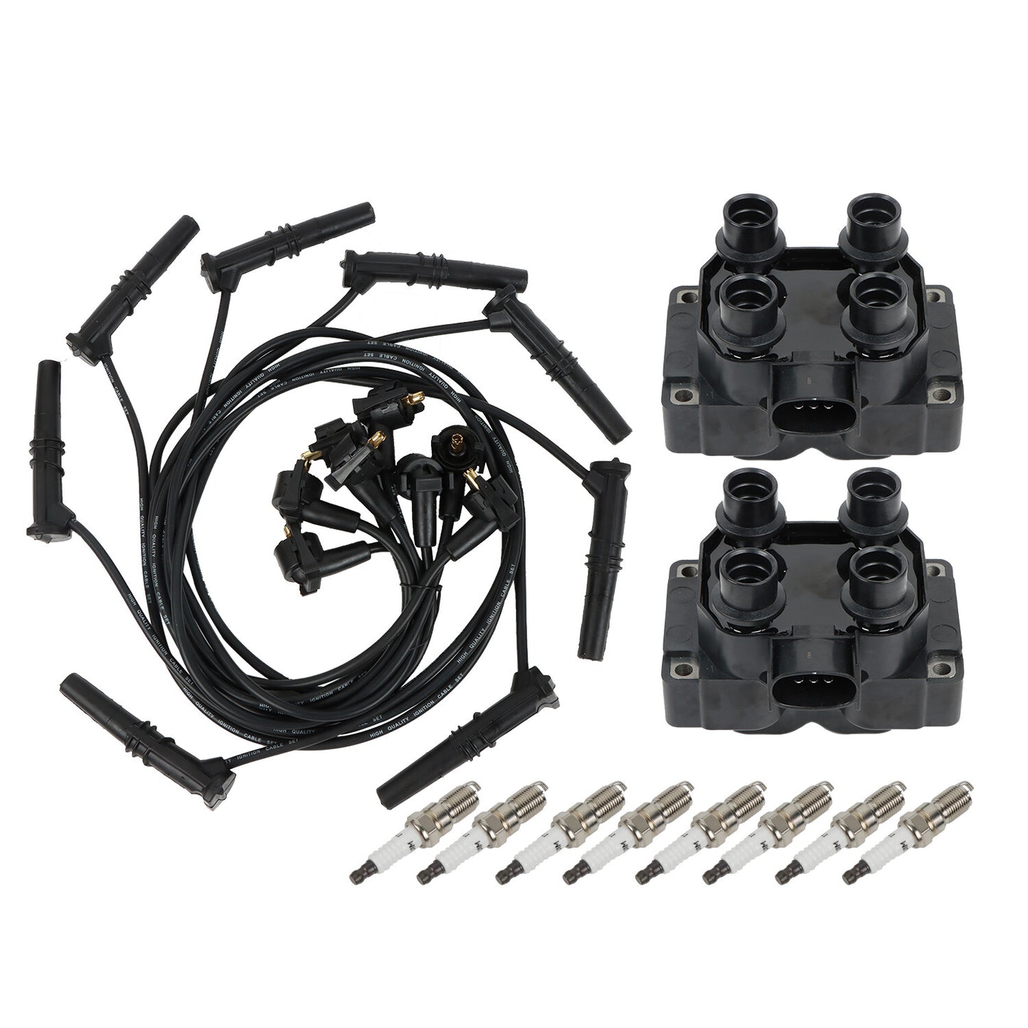 Ignition Coil  Spark Plugs +Wires for Ford Ranger F150 for Lincoln for Mercury V8 FD487