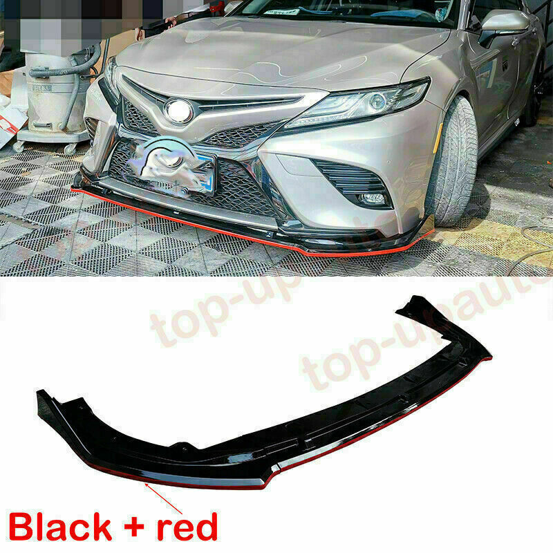Black W/RED TRD Front Bumper Lip Spoiler Cover Trim for Toyota for Camry 2018-2020