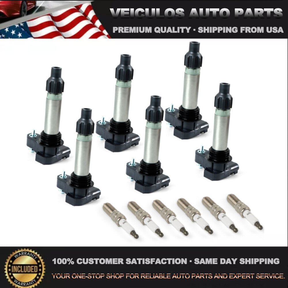 6x Ignition Coil  Spark Plug for Chevy Traverse for Cadillac ATS for GMC Acadia UF569