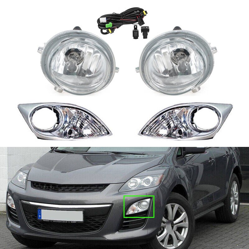 Front Fog Light Driving Lamp With Wire Switch 1 Set Kit for Mazda CX-7 2010-2012