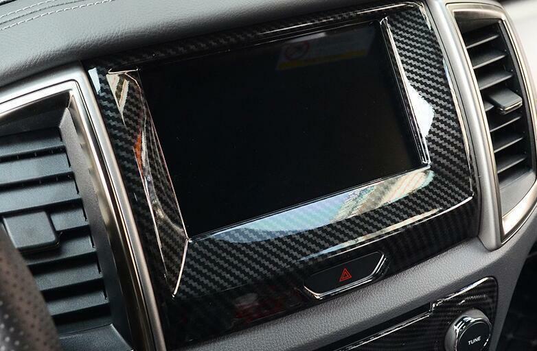 for Ford Ranger 2015-2023 Carbon Fiber Center Console Navigation Screen Frame
