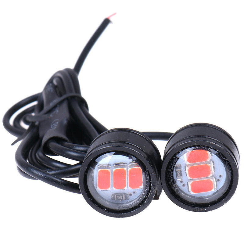 2Pc Motorcycle Rearview Mirror for Eagle Eye 3 LED Flash Strobe Lights Red Semaphore