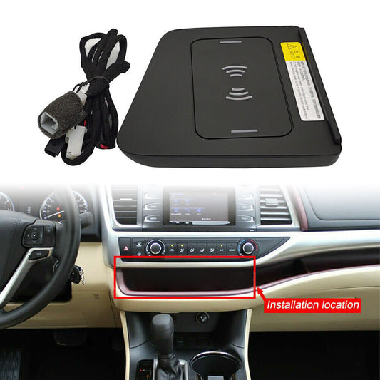Car Wireless Charger Phone Fast Charging Pad Fit for Toyota Highlander 2014-2019