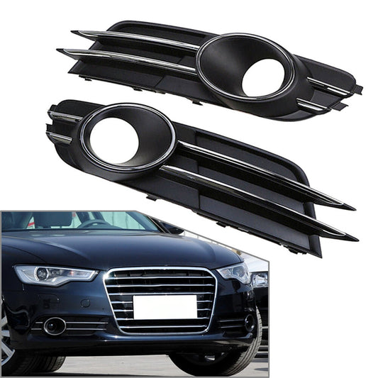 Lower Bumper Fog Light Lamp Grille Cover With Hole 2pcs for Audi A6 C7 2011-2015
