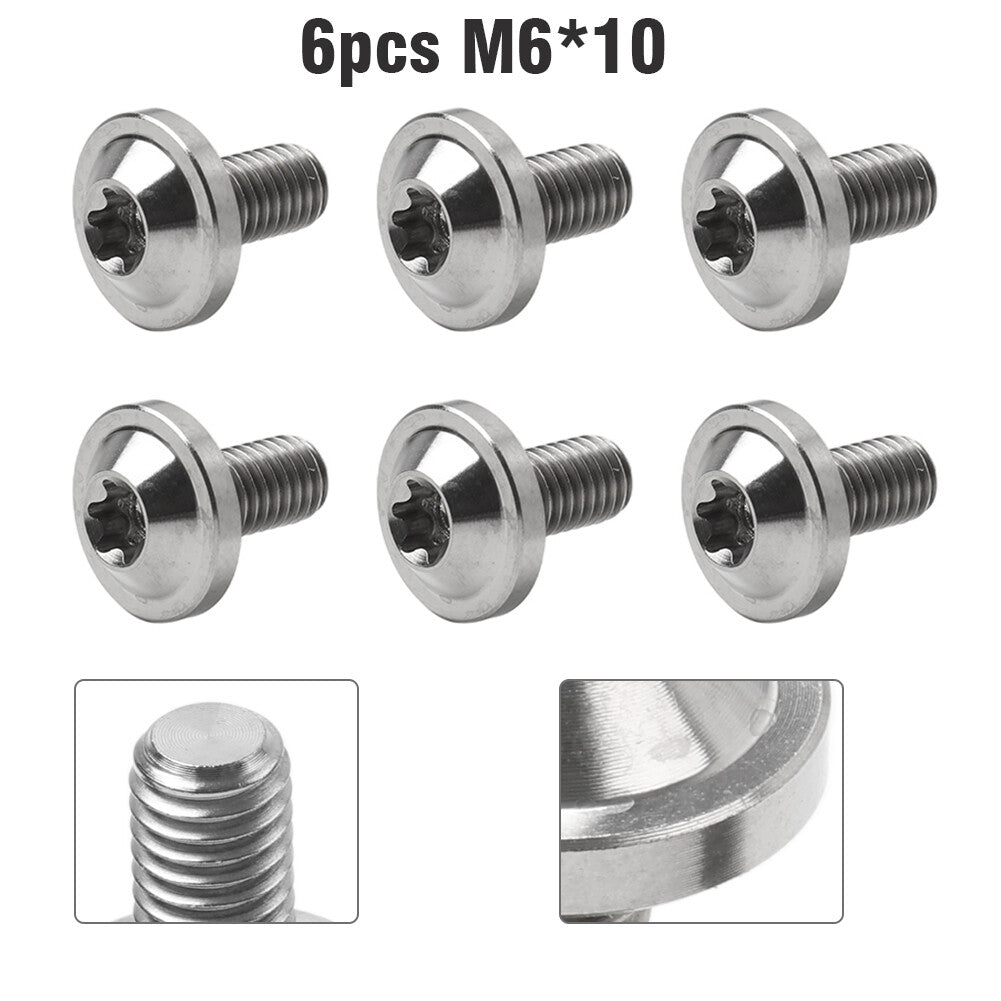 6pcs Alloy Bolts Truss Torx Head Screws M6x10mm For Motorcycle Silver