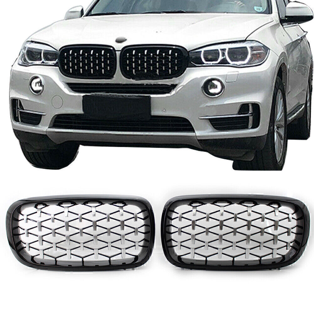 Car Front Black Grille Chrome Diamond Meteor Grill for BMW X5 F15 2014 2015 2016