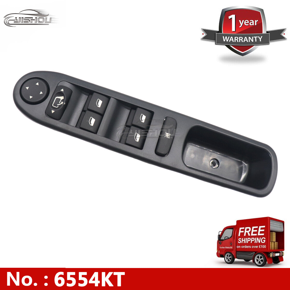 Main power window switch for Peugeot 307 2000 - 2014 Hatchback CC Wagon 6554.KT