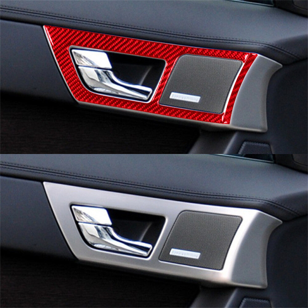 4¡ÁRed Carbon Fiber Interior Front Door Handle Panel Trim for Jaguar XF 2009-2011