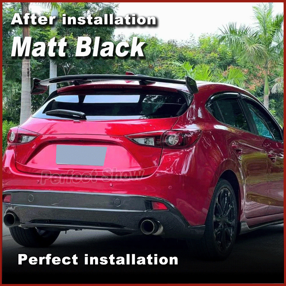 Matt Black Rear Roof Spoiler Wing Tail Lip FRP for Mazda 3 Axela Hatchback 14-19