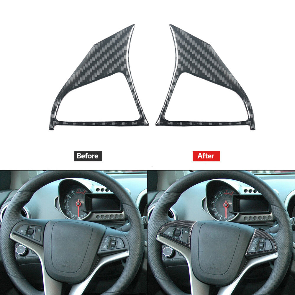 Carbon Fiber Steering Wheel Button Trim Type A for Chevrolet Sonic 2012-2016
