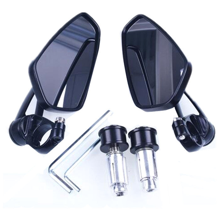 2Pcs 7/8 22mm Motorcycles Left Right Handbars Bar End Side Rearview Mirrors BK