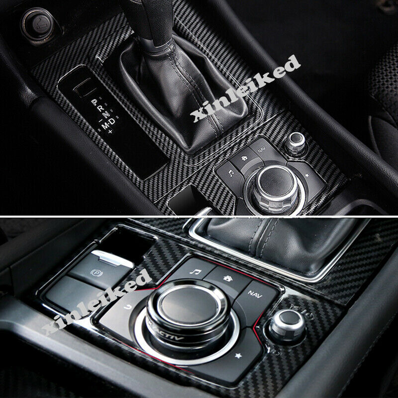Carbon Fiber Inner Gear Shift Box Panel Cover Trims for Mazda 3 Axela 2017 2018