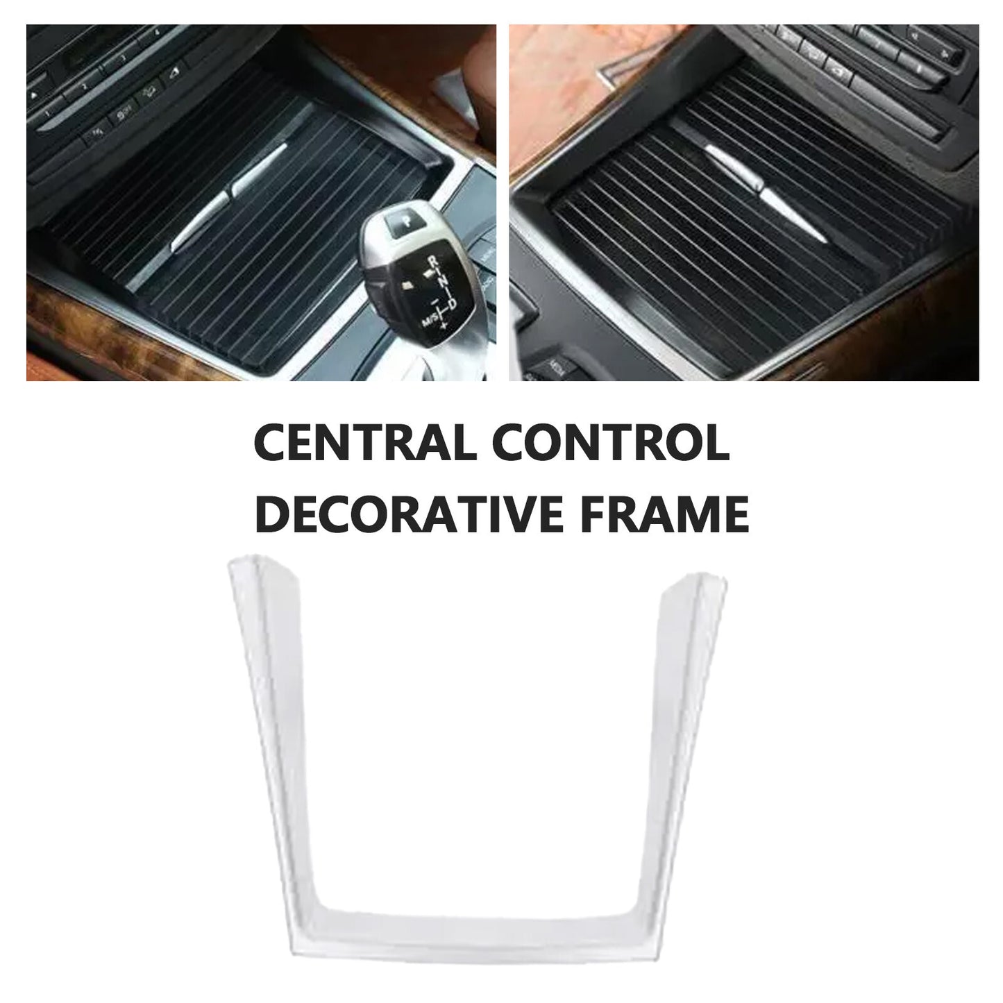 Silver protective cover for ABS on center console cupholders for BMW X5, X6, E70, and E71 (2008-2013).