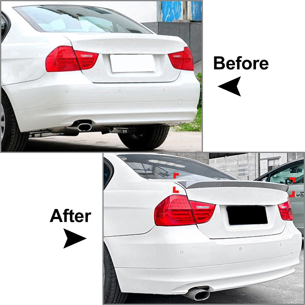 Rear Roof Trunk Spoiler Lip Carbon Fiber Black for BMW 3 Series E90 Sedan 05-12