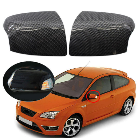 Wing Door Mirror Cover Cap Replacement Carbon Fiber Style Fit for Ford Focus 05-2008