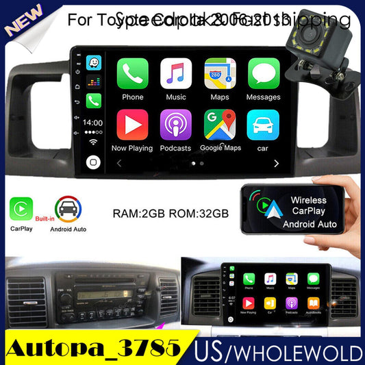for Toyota for Corolla Android 12 Car Stereo Radio GPS Navi Carplay+Camera 2003-2008