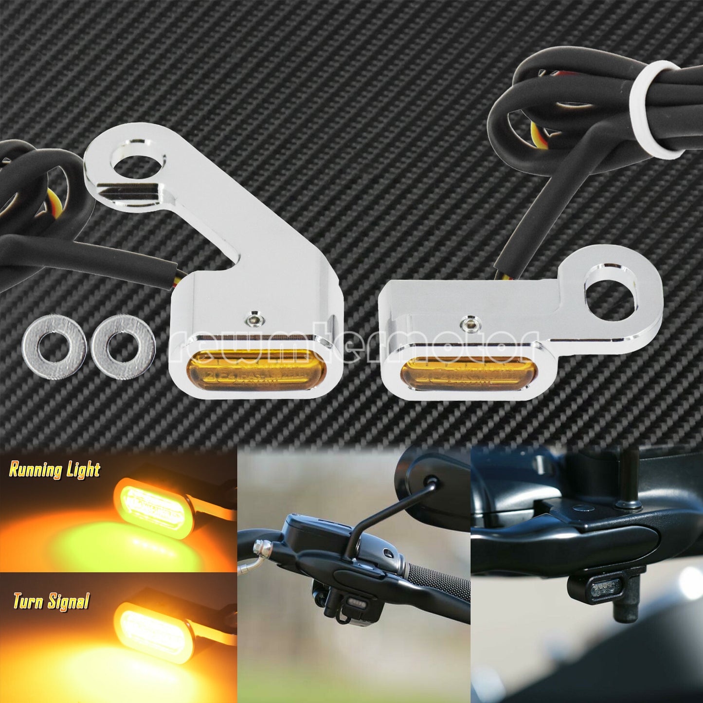 2X Chrome LED Turn Signal Indicator Running Light Fit for Harley Touring Softail