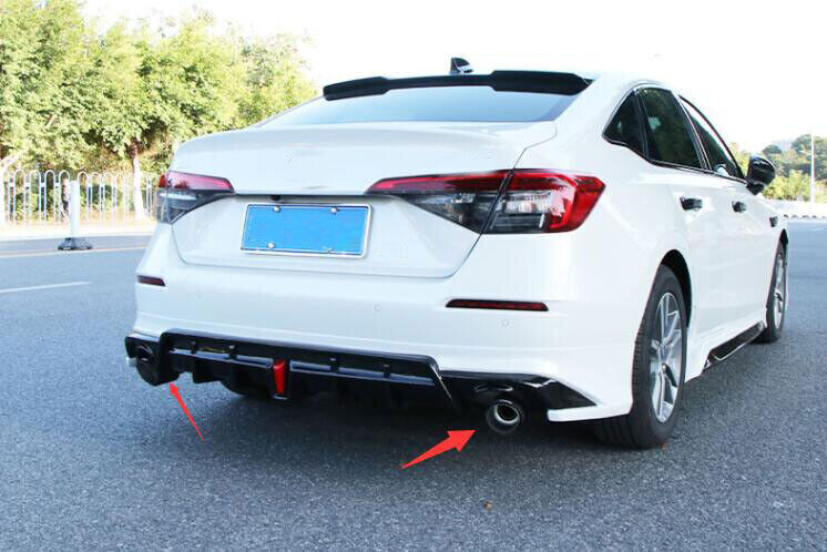 for HONDA for CIVIC 2022-2024 2pc Rear Tail Exhaust Pipe Muffler Tips Black Titanium