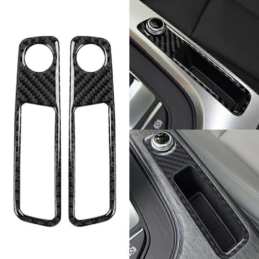 Carbon Fiber Console Volume Adjustment Panel Cover Trim for Audi A4 B9 2017-2020