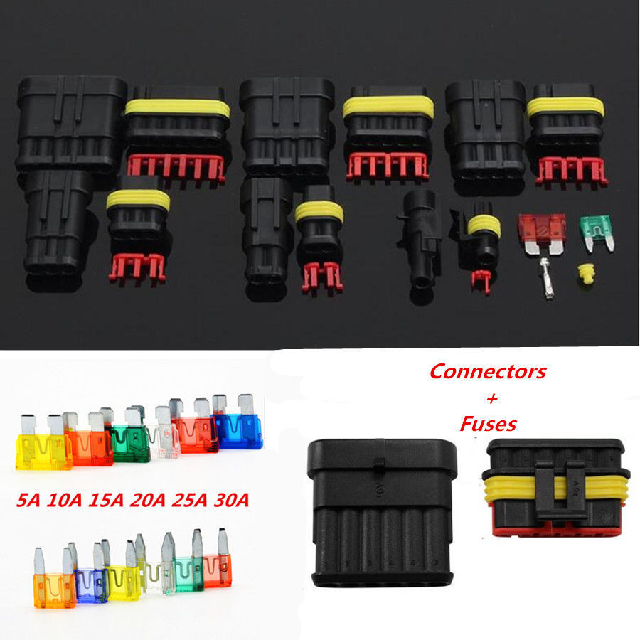 Waterproof Car Electrical Wire Plug Connector Terminal 1-6 Pin Way Blade Fuses