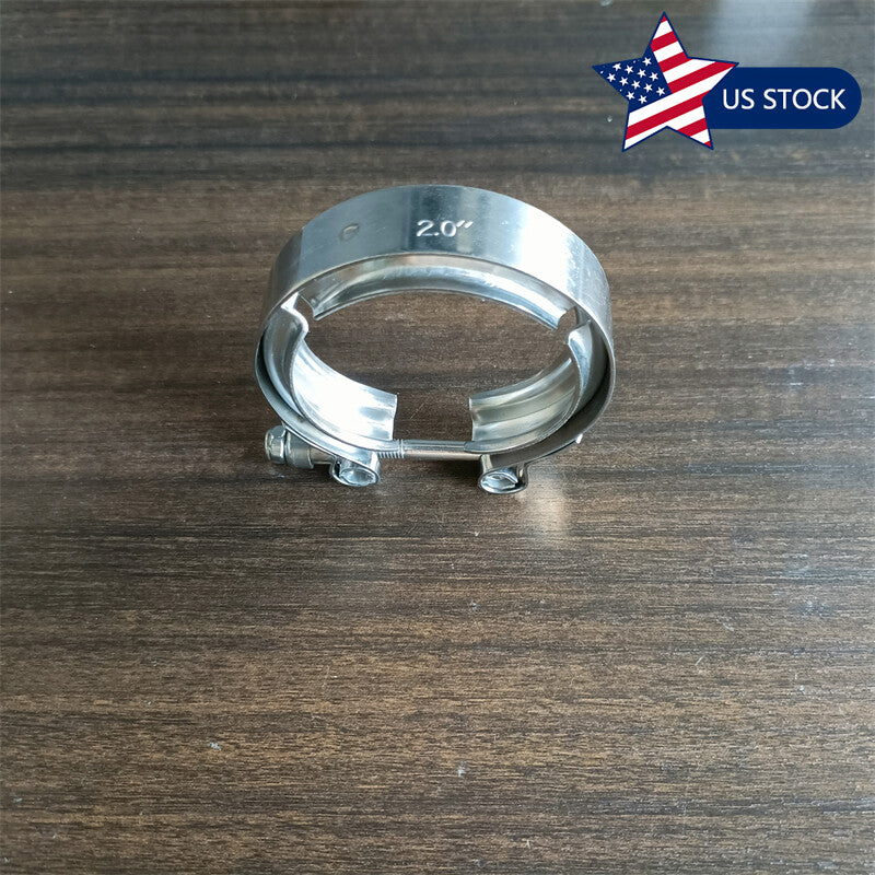 2 Universal Stainless Steel V-Band Clamp for Turbo Downpipe Exhaust Pipe