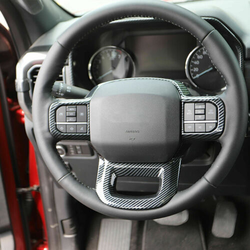 for Ford F150 F-150 2021-2023 Carbon Fiber Inner Steering Wheel Frame Cover Trim