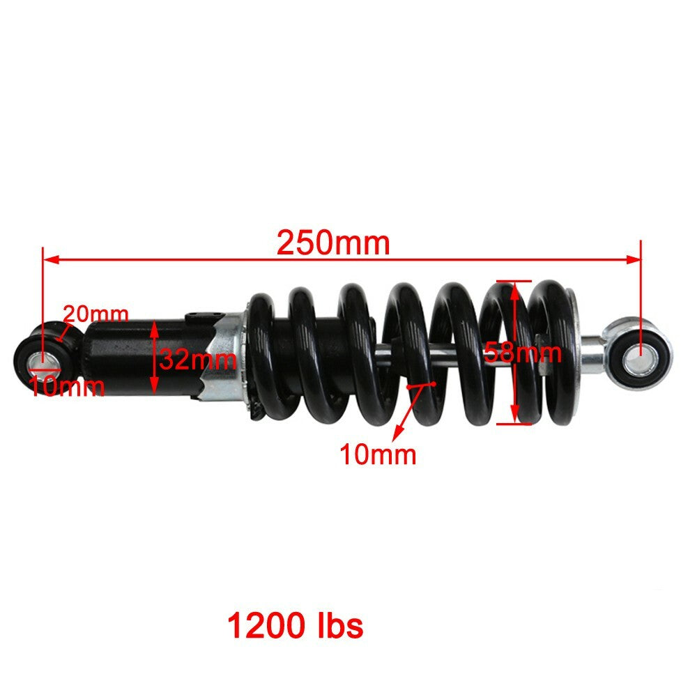 10-inch 250mm rear shock absorber, dirt pit bike path, ATV Apollo 110cc 125cc 140cc