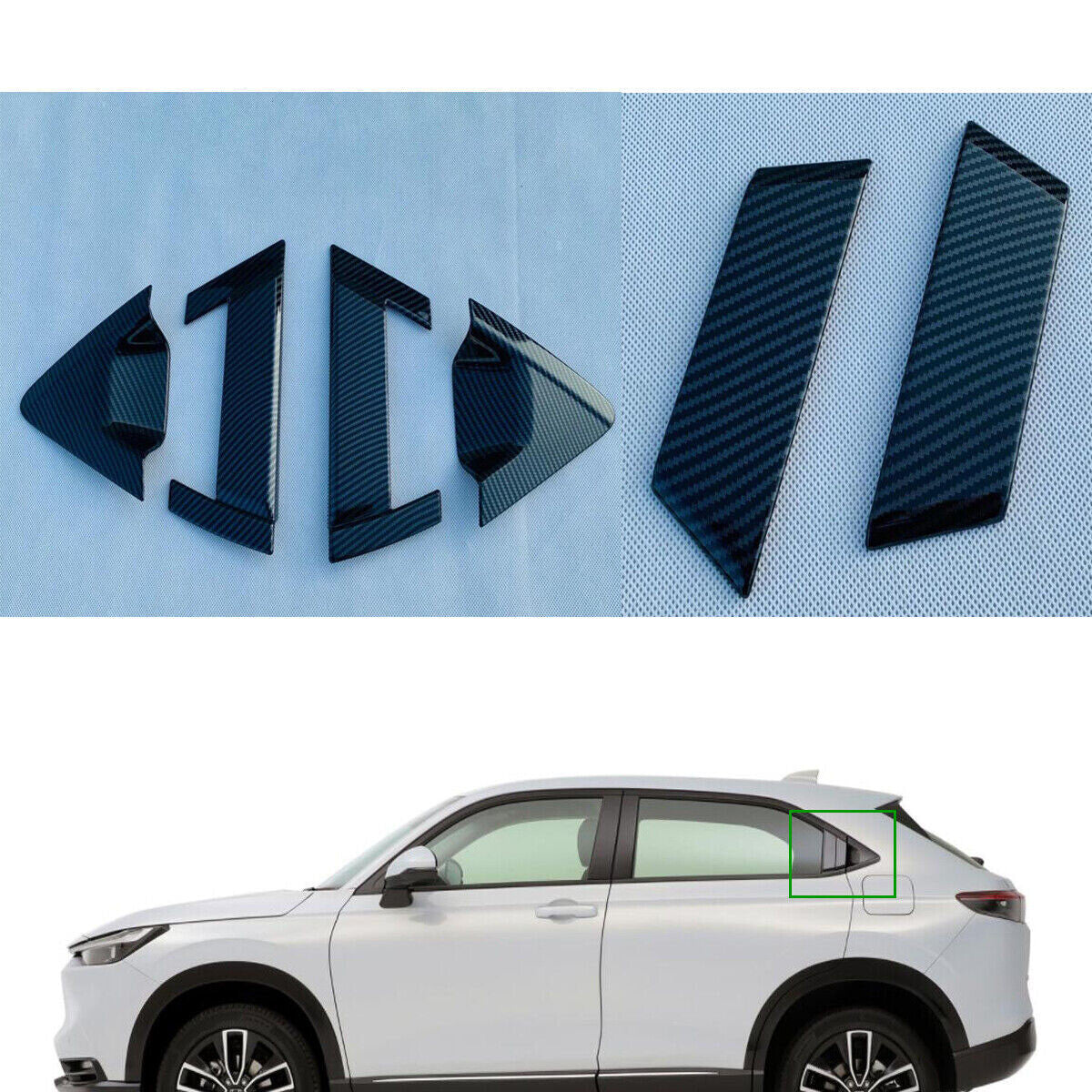 Carbon Rear 2 Door Handle Cover+Cup Bowl Combo Trim ABS for Honda HR-V 2016-2022