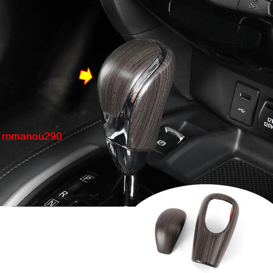 for Nissan Rogue 2017-2020 ABS Wood Grain Gear Shift Knob Shifter Cover Trim