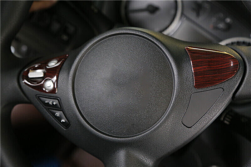 Steering Wheel Button Frame Trim 2PCS for Nissan Sentra 2013-2019 Red Wood Grain