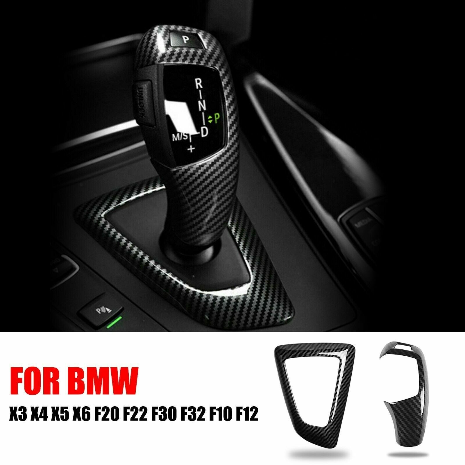 ABS Gear Shift Knob Panel Carbon Fiber Style Cover Fit for BMW F20 F30 F22 F32 X3 AT