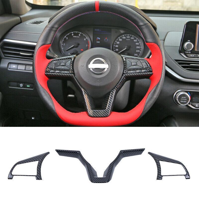 for Nissan Teana Altima 19-22 Carbon Fiber ABS Inner Steering Wheel Cover Trim