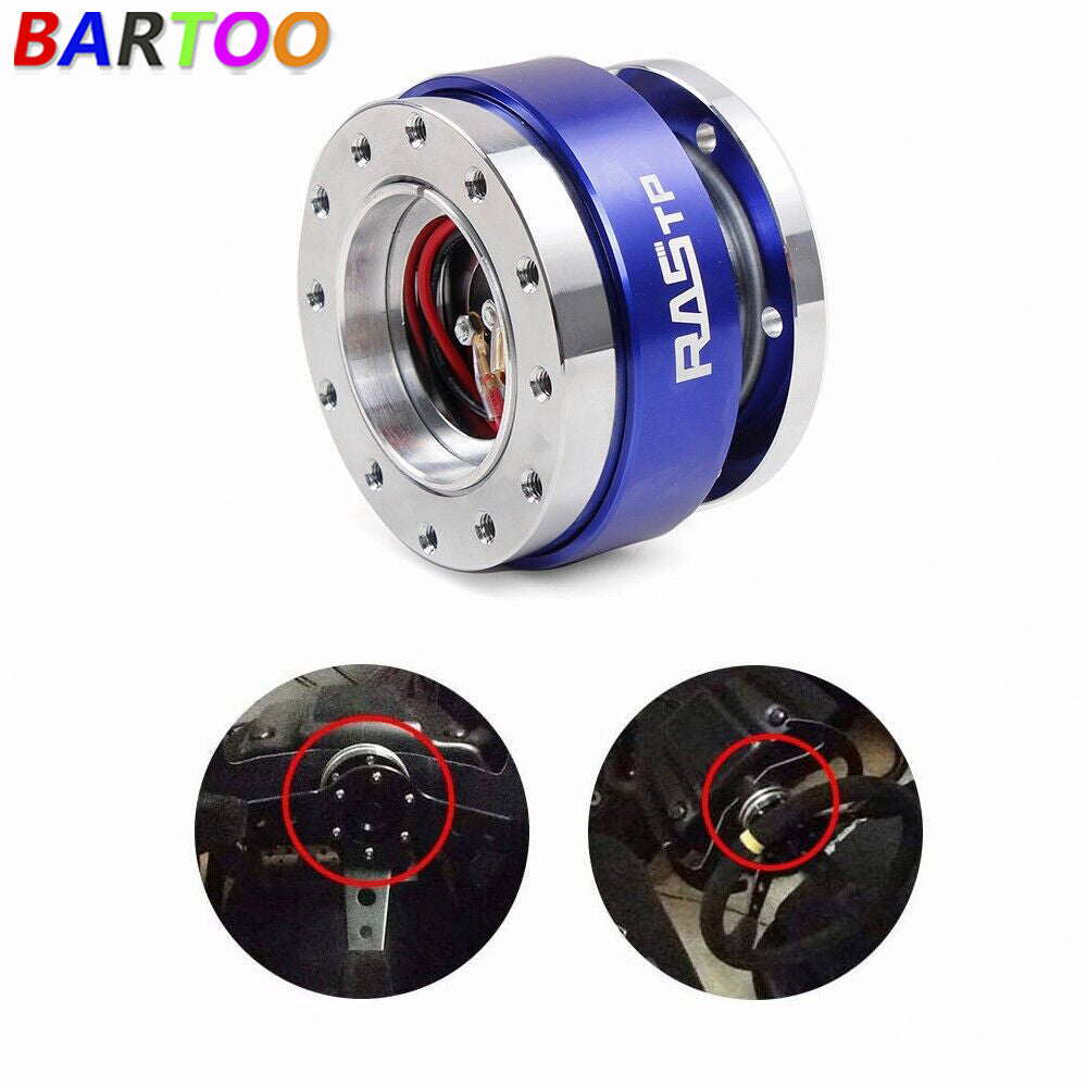 Blue Universal Car Steering Wheel Quick Release Hub Adapter Snap Off Boss Kit