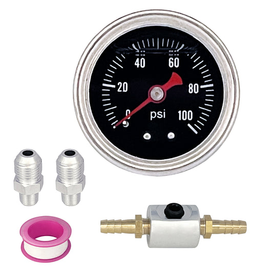 Liquid 0-100psi Fuel Pressure Gauge Regulator Gauge 1/8 NPT W/ Adapter Kit