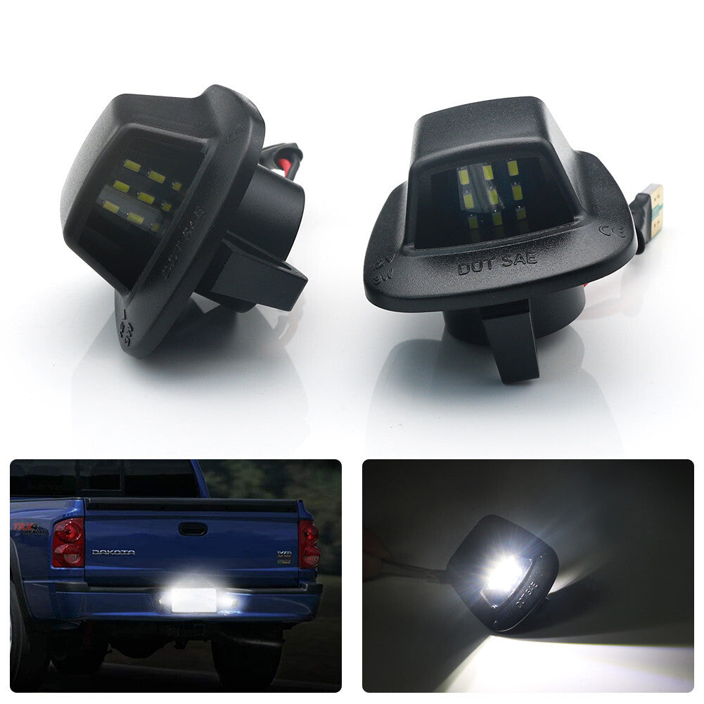 2Pcs Rear LED Number License Plate Light Lamps for Dodge Dakota 1997-2011 6000K