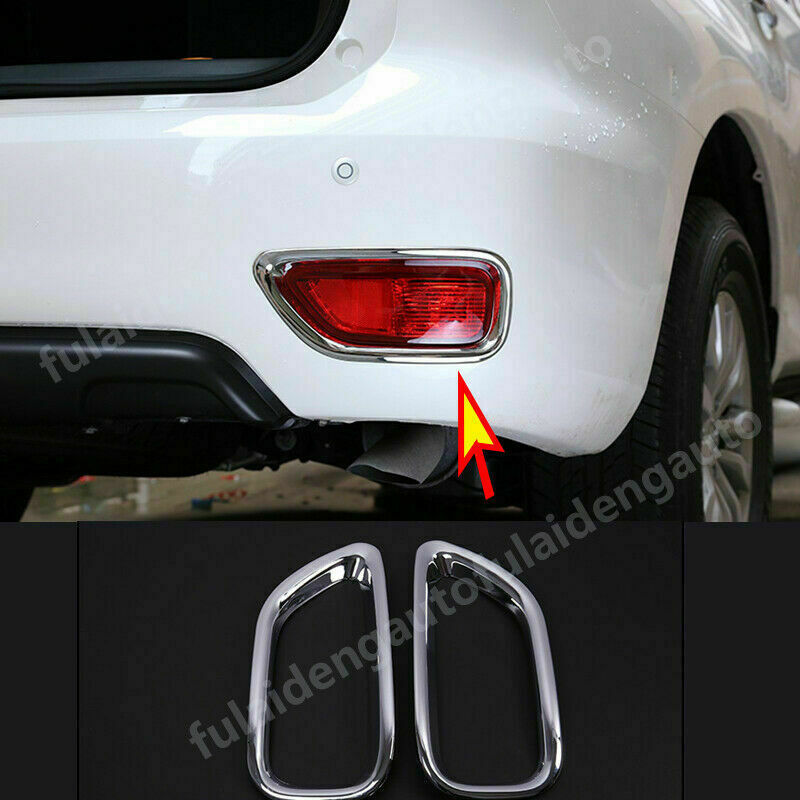 2P Chrome Rear Fog Light Lamp Frame Trim for Nissan Armada Patrol Y62 2017-2019