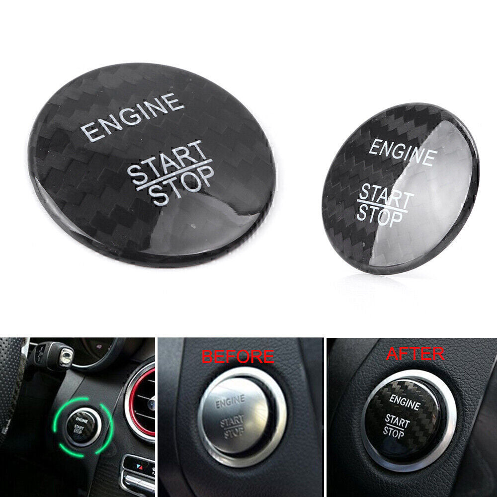 Engine Start Stop Button Sticker Cover Carbon Fiber for Mercedes Benz E Class
