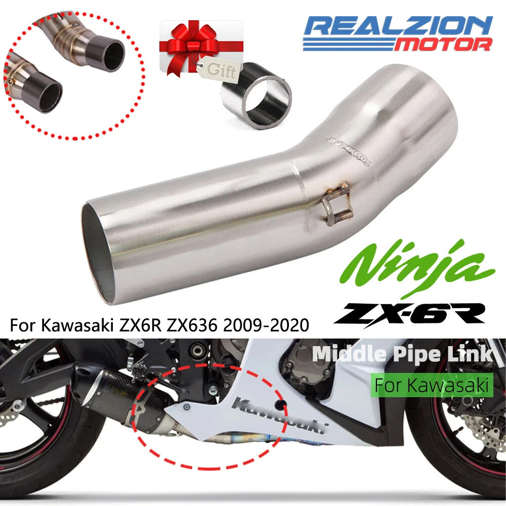 Middle Pipe Tube Exhaust Connector for Kawasaki ZX6R ZX636 2009-2020 Muffler