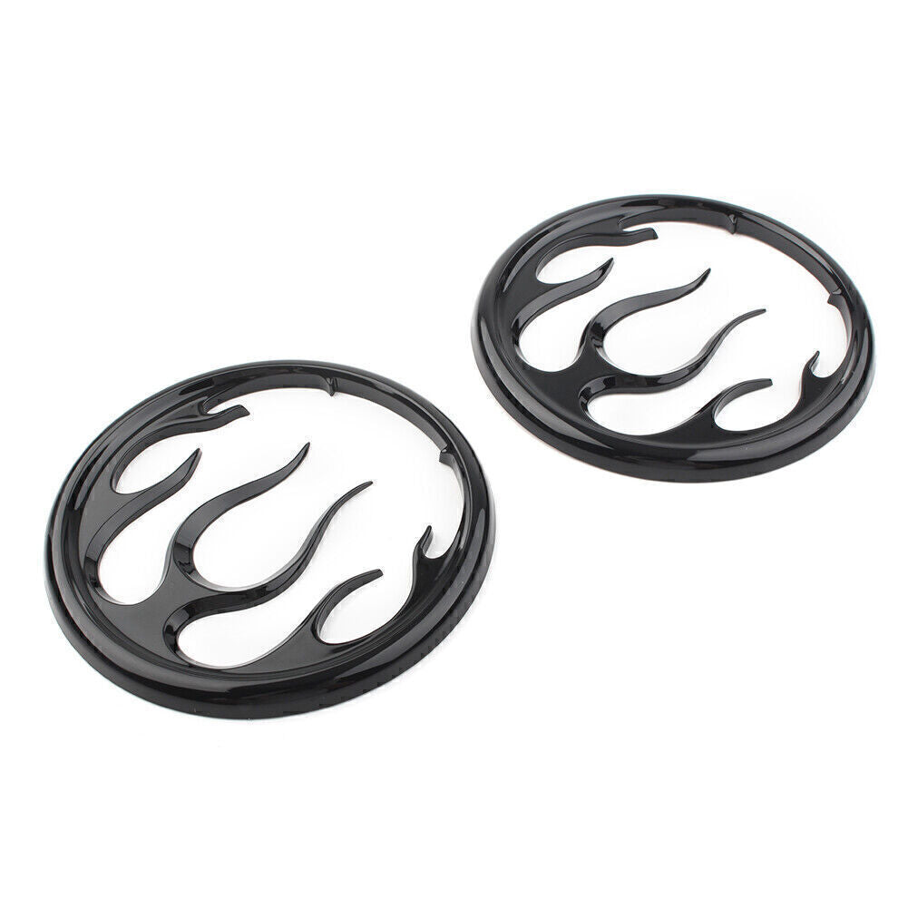 Black Flame Speaker Grill Accent Trim Cover Fit for Harley Electra Street Glide Tri