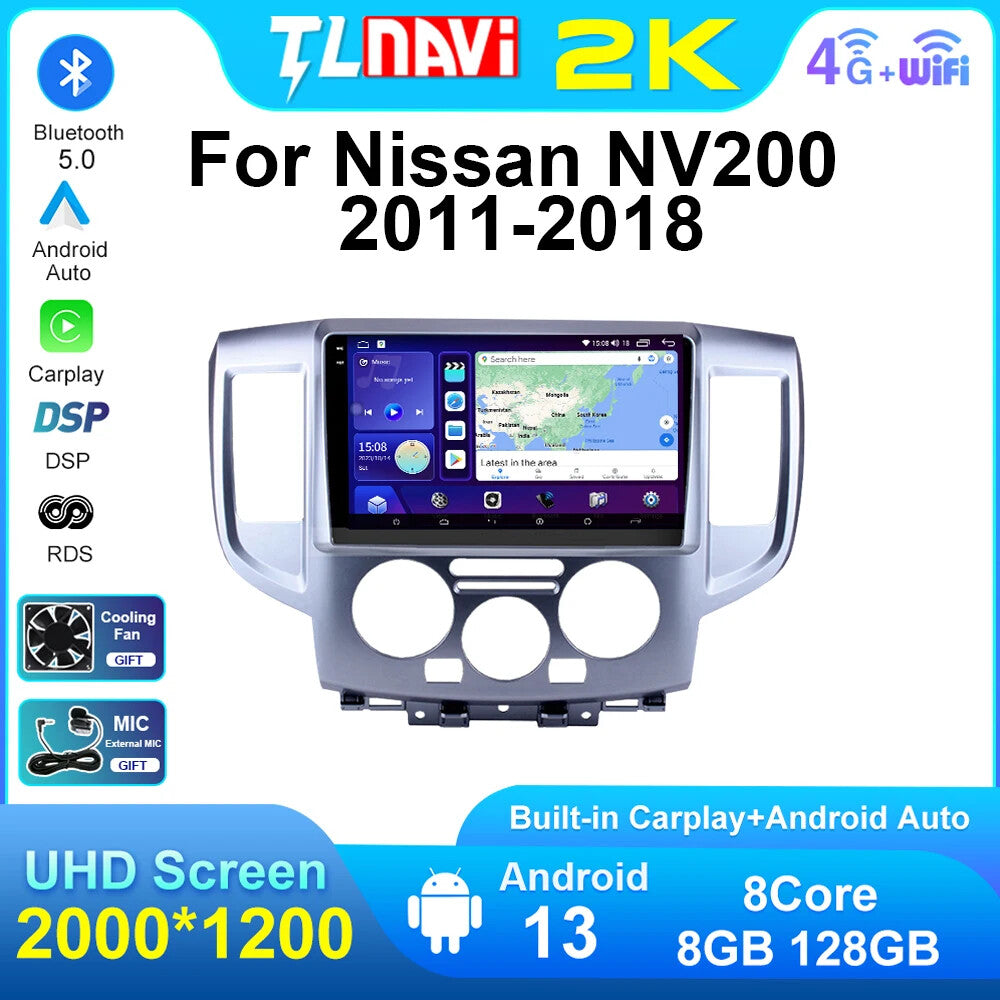 for Nissan NV200 2011-2018 Car Stereo Radio CarPlay GPS Multimedia Player Screen