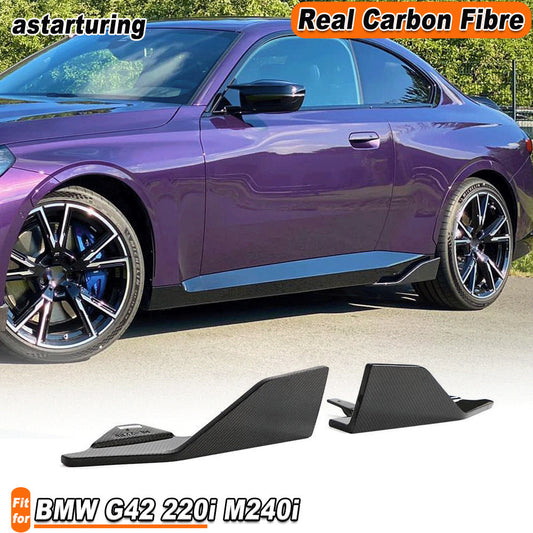 for BMW G42 220i M240i 2022+ Real Carbon Fiber Side Skirt Extension Lip Splitter