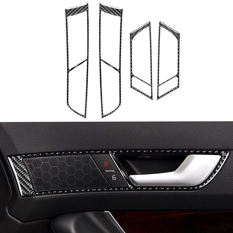 Real Carbon Fiber Car Interior Door Handle Cover Trim for Audi for A6 S6 2005-2011