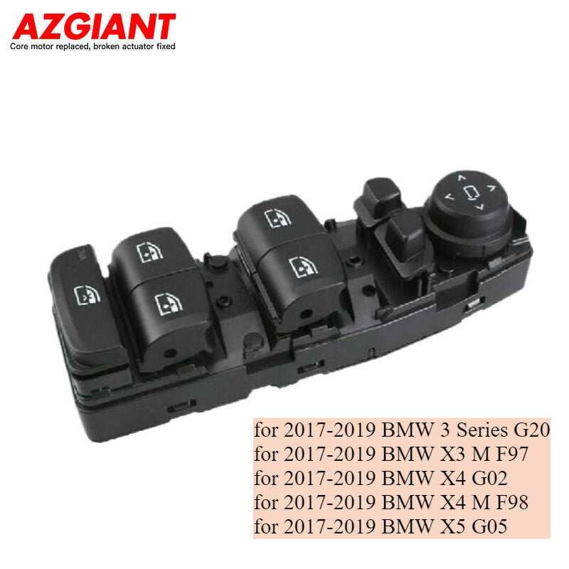 The front left driver's side window switch is compatible with 2017-2019 for BMW 3 Series/X3/X4/X5 models.