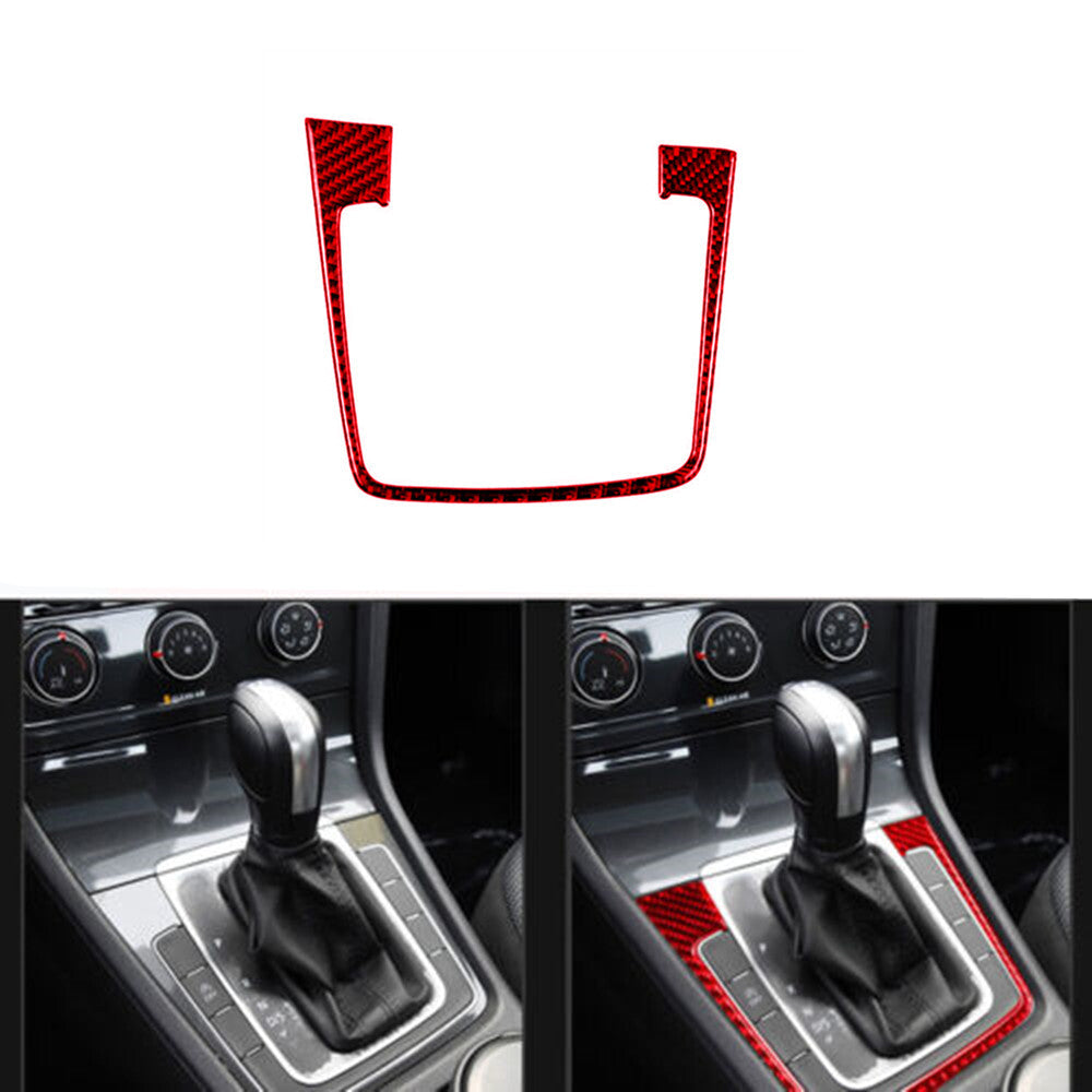 Red Carbon Fiber Gear Shift Panel Type A Trim Cover for VW for Golf MK7 2013-2017