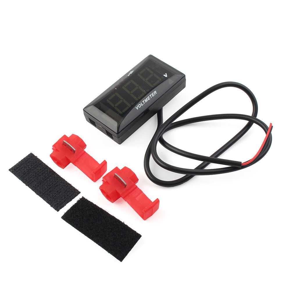 Digital LED Display Voltmeter Voltage Gauge Panel Meter Kit Motorcycle White 12V