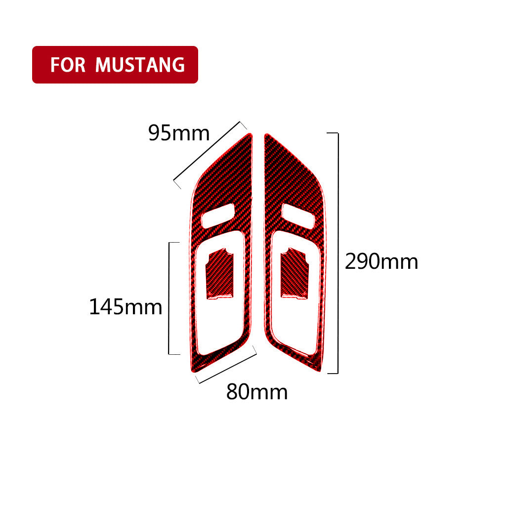 Red Carbon Fiber Interior Door Handle Bowl Panel Trim for Ford for Mustang 2015-2022